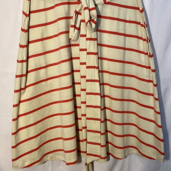 Toad & Co Yellow & Orange V-Neck Faux Wrap Cue Wrap Sleeveless Dress Size L - Picture 6 of 12